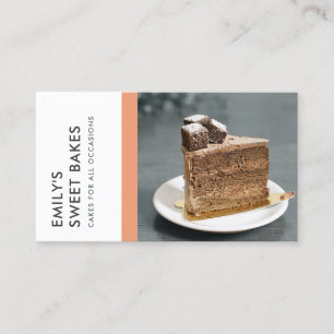 MODERN BRIGHT FUN BRIGHT PEACH BAKERY CHEF FOTO VISITEKAARTJE