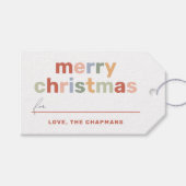 Modern Bright Fun & Kleurrijke Vrolijke Kerstmis Cadeaulabel (Voorkant (Horizontaal))