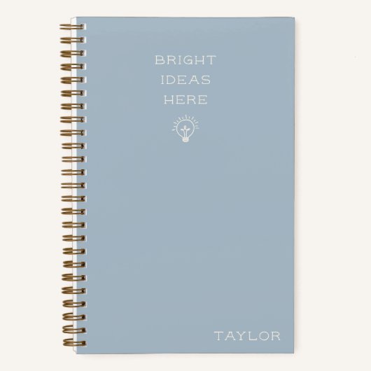 Modern Bright Ideas Personalized Name Dusty Blue Notitieboek (Voorkant)