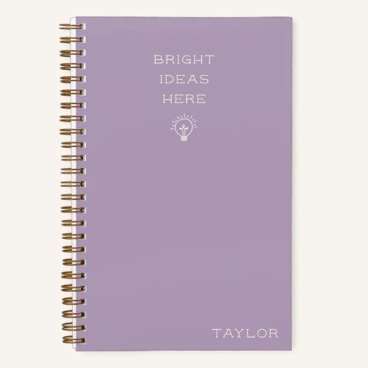 Modern Bright Ideas Personalized Name Lavender Notitieboek (Voorkant)