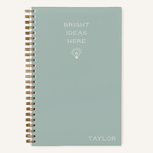 Modern Bright Ideas Personalized Name Sage Notitieboek (Voorkant)