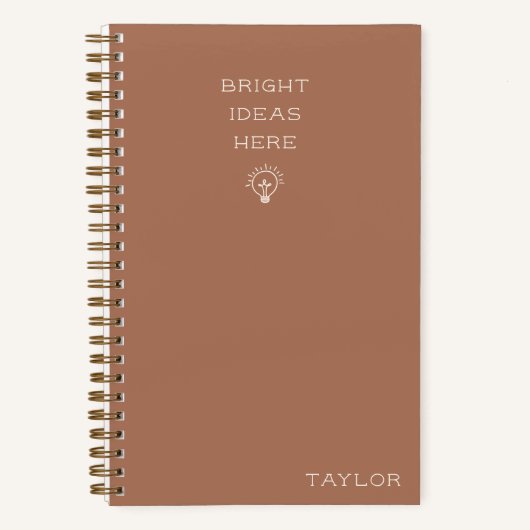 Modern Bright Ideas Personalized Name Terracotta Notitieboek (Voorkant)