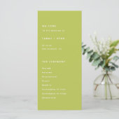 Modern Bright Lime Green Wedding Ceremony Programmakaart (Staand voorkant)