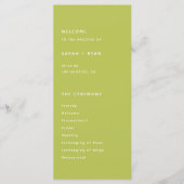Modern Bright Lime Green Wedding Ceremony Programmakaart (Voorkant)