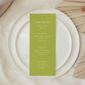 Modern Bright Lime Green Wedding Menu