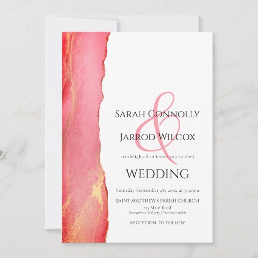 Modern Bright Luxe Roze bruiloft uitnodiging (Voorkant)