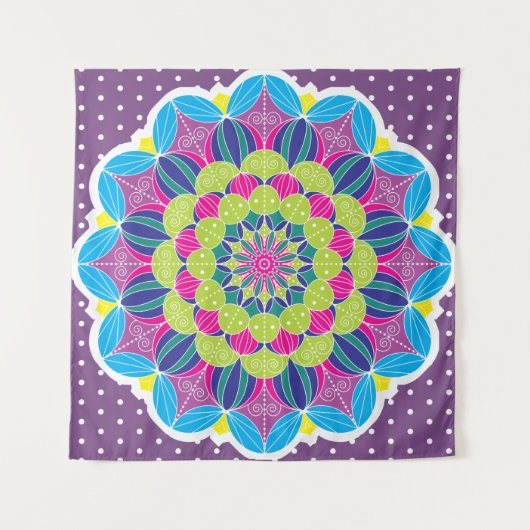 Modern Bright Neons Mandala en Stippen Wandkleed (Voorkant (horizontaal))