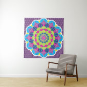 Modern Bright Neons Mandala en Stippen Wandkleed (In situ)