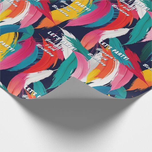 Modern Bright Paint Effect 16e verjaardag Cadeaupapier (Hoek)