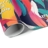 Modern Bright Paint Effect 16e verjaardag Cadeaupapier (Rol Hoek)