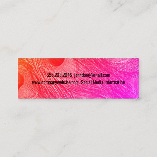 Modern Bright Peacock Feathers Mini Visitekaartje (Achterkant)