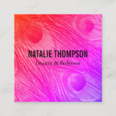 Modern Bright Peacock Feathers Vierkante Visitekaartje (Voorkant)