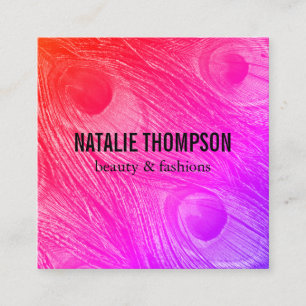 Modern Bright Peacock Feathers Vierkante Visitekaartje