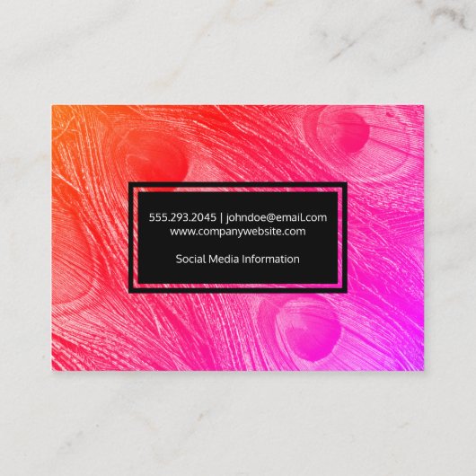 Modern Bright Peacock Feathers Visitekaartje (Achterkant)