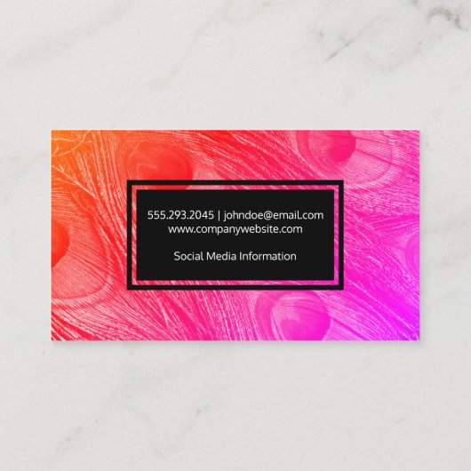 Modern Bright Peacock Feathers Visitekaartje (Achterkant)