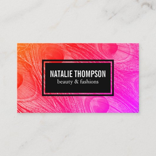 Modern Bright Peacock Feathers Visitekaartje (Voorkant)