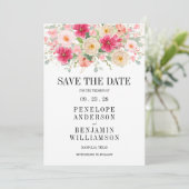 Modern Bright Pink Floral Wedding Save The Date (Staand voorkant)