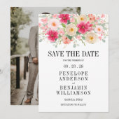 Modern Bright Pink Floral Wedding Save The Date (Voorkant / Achterkant)