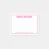 Modern bright pink name border post-it® notes (Voorkant)