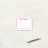 Modern bright pink name border post-it® notes (Op bureau)