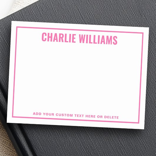 Modern bright pink name border post-it® notes