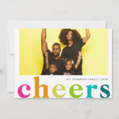 Modern Bright Polka Cheers Nieuwjaar Foto Feestdagenkaart (Voorkant)