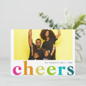 Modern Bright Polka Cheers Nieuwjaar Foto Feestdagenkaart (Staand voorkant)