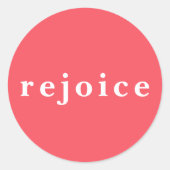 Modern Bright Red Rejoice Christmas Card Envelope Ronde Sticker (Voorkant)