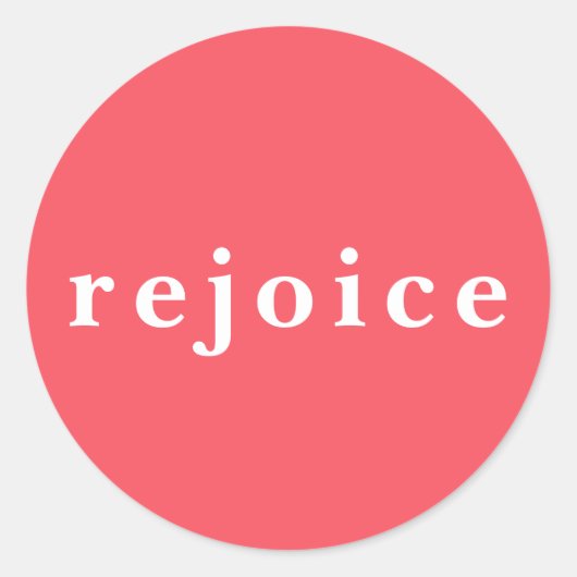 Modern Bright Red Rejoice Christmas Card Envelope Ronde Sticker (Voorkant)