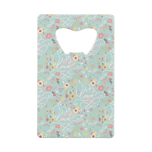 Modern Bright Romantisch patroon Creditkaart Flessenopener (Voorkant)