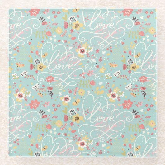 Modern Bright Romantisch patroon Glazen Onderzetter (Voorkant)