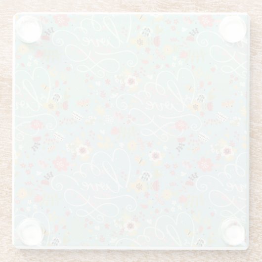Modern Bright Romantisch patroon Glazen Onderzetter (Achterkant)