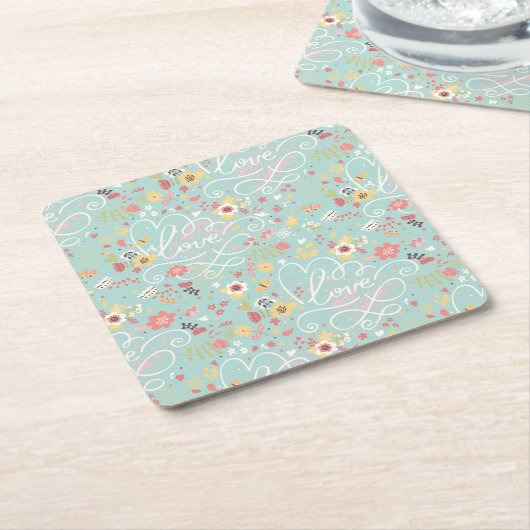 Modern Bright Romantisch patroon Kartonnen Onderzetters (Schuin)