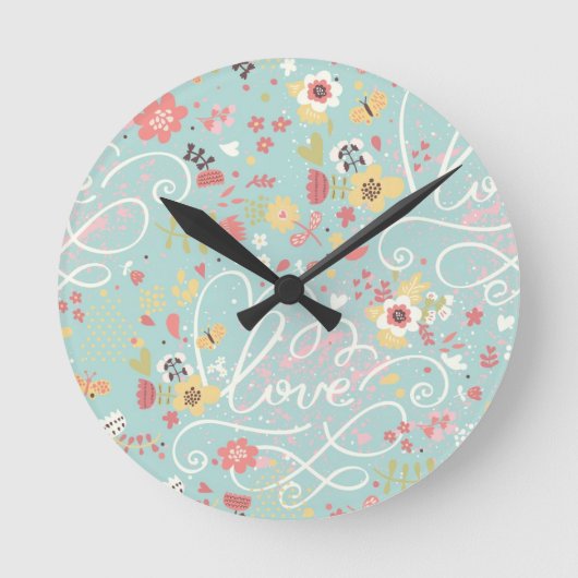 Modern Bright Romantisch patroon Ronde Klok (Voorkant)