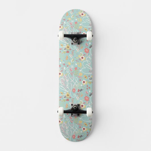 Modern Bright Romantisch patroon Skateboard (Voorkant)
