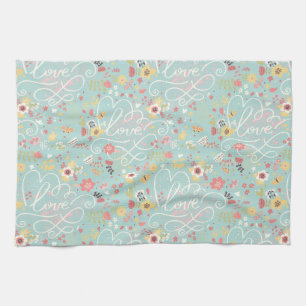 Modern Bright Romantisch patroon Theedoek