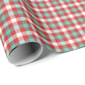 Modern Bright Rood Blauwgroen Wit Plaid Vakantie G Cadeaupapier (Rol Hoek)