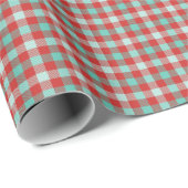 Modern Bright Rood Blauwgroen Wit Plaid Vakantie G Cadeaupapier (Rol Hoek)