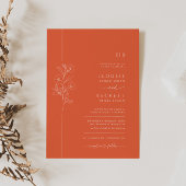 Modern Bright Sinaasappel Flower Wedding Invitatio Kaart