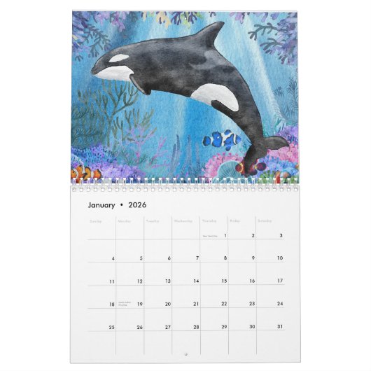 Modern Bright Waterverf Zee Life Kalender (Jan 2026)