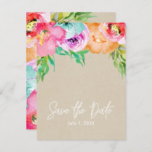 Modern BrightStor Brown Kraft bespaart de datum Aankondigingskaart (Voorkant / Achterkant)