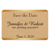 Modern Brons Bloemen Bruiloft Save the Date Magneet (Horizontaal)