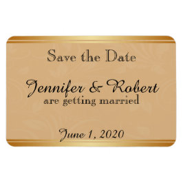 Modern Brons Bloemen Bruiloft Save the Date Magneet