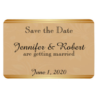 Modern Brons Bloemen Bruiloft Save the Date Magneet