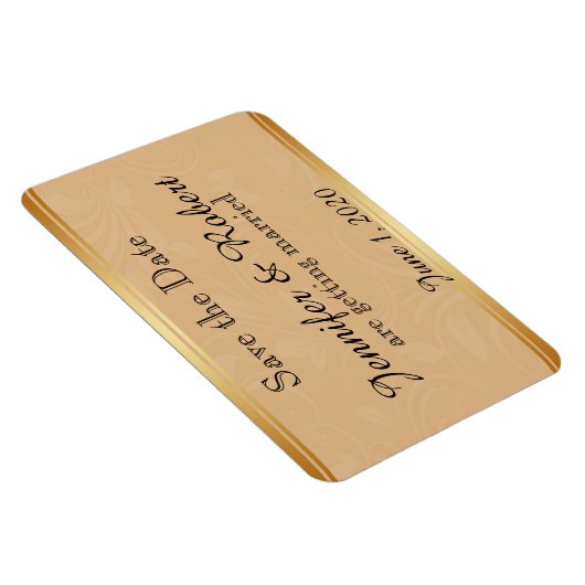 Modern Brons Bloemen Bruiloft Save the Date Magneet (Rechterzijde)