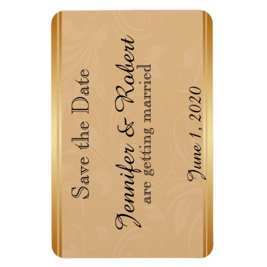 Modern Brons Bloemen Bruiloft Save the Date Magneet (Verticaal)