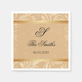 Modern Brons Bloemen Bruiloft Servetten