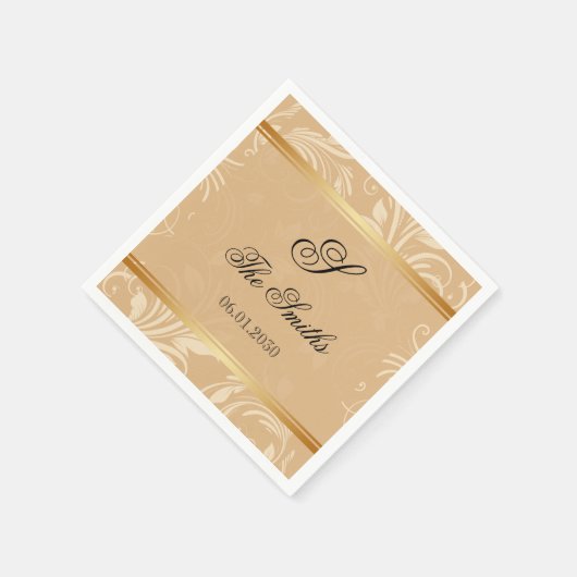 Modern Brons Bloemen Bruiloft Servetten (Hoek)