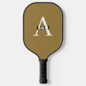 Modern Brons Monogram Naam + Initiaal Pickleball Paddle (Voorkant)