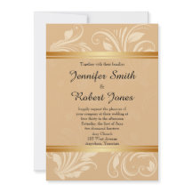 Modern Bronze Floral Wedding Uitnodiging
